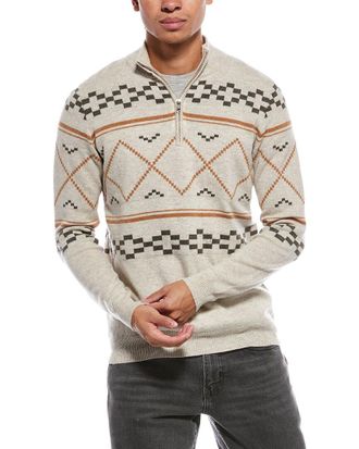 Brodie Fairisle Wool & Cashmere-Blend 1/4-Zip Mock Neck Sweater