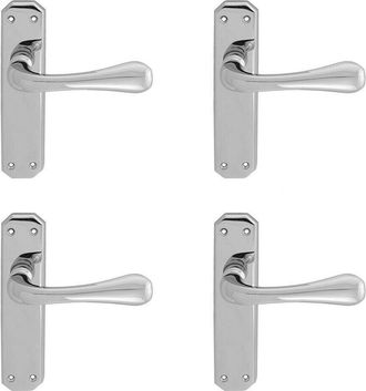 Loops 4x PAIR Heavy Duty Handle on Angular Latch Backplate 180 x 40mm Polished Chrome