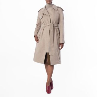 Burberry Cashmere Wrap Belted Trench Coat, Brand Size 10 ( US Size 8 )
