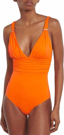 Melissa Odabash Panarea Deep-V One Piece Swimsuit In Orange