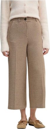 Benetton Houndstooth Broek - Dames - Broeken - Bruin - Maat: L Viscose