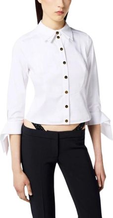 Elisabetta Franchi Ca-135-57E2-V500 Shirt - Dames - Overhemden - Wit - L - Katoen - Overhemden