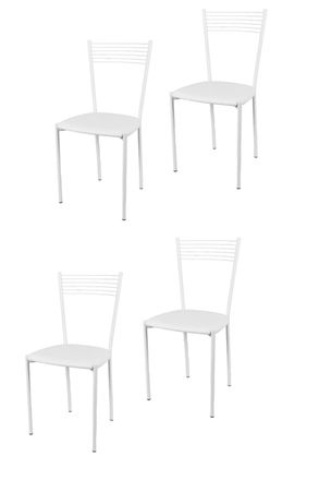 Tommychairs Tommychairs 4 Sillas Elegance Acero Blanco Asiento Polipiel Blanca