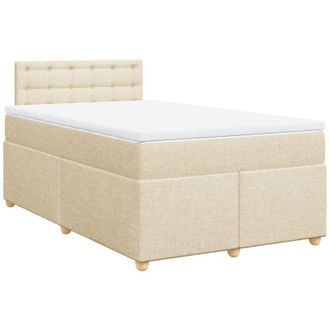 vidaXL Cama Box Spring Con Colch&oacute;n Tela Color Crema 120x200 Cm Vidaxl