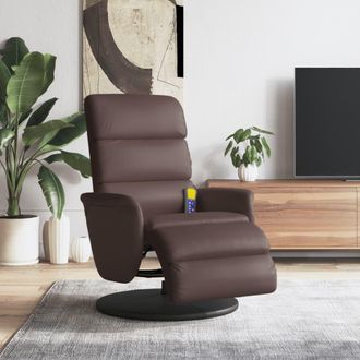 vidaXL Vidaxl - Sill&oacute;n Reclinable Masaje Con Reposapi&eacute;s Cuero Sint&eacute;tico Marr&oacute;n