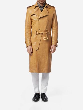Billionaire Boys Club Double-Breasted Crocodile Leather Trench Coat with Belt