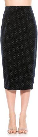Alexia Admor Jayden Studded Velvet Midi Skirt in Navy at Nordstrom Rack, Size 10