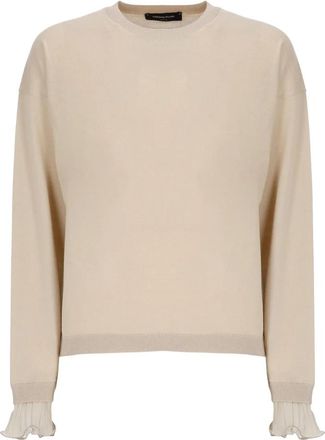 Fabiana Filippi Ronde hals gebreide kleding - Dames - Ronde hals truien - Beige - XS - Katoen - Truien & Vesten