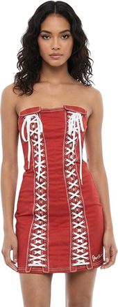 Dsquared2 Red Embellished Strapless Mini Dress