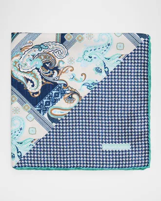 Edward Armah Men & apos;s Double-Printed Silk Hand-Rolled Pocket Square