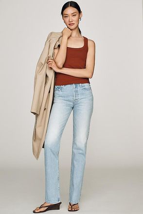Mother Tomcat Skimp High-Rise Straight-Leg Jeans