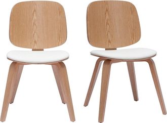 Miliboo Set De 2 Sillas De Madera Clara Y Blanca Beck