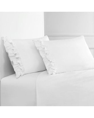Melange Home 300Tc Percale Cotton Double Ruffle Pillowcase Set