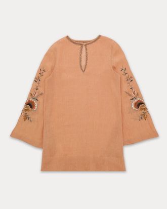 Fortela Georgie Embroidered Linen Blouse in Light Orange at Nordstrom, Size 44 Eu