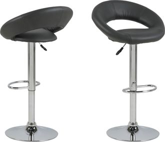 Furniture To Go Plump Black Swivel Bar Stool with Open Back