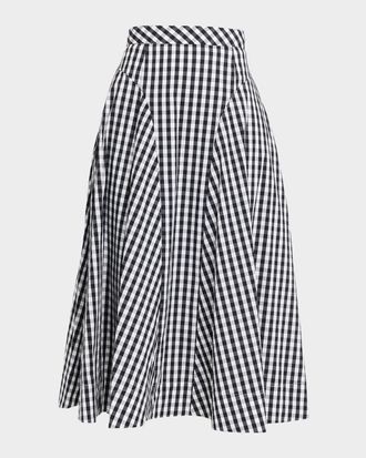 Milly Robin A-Line Gingham Midi Skirt