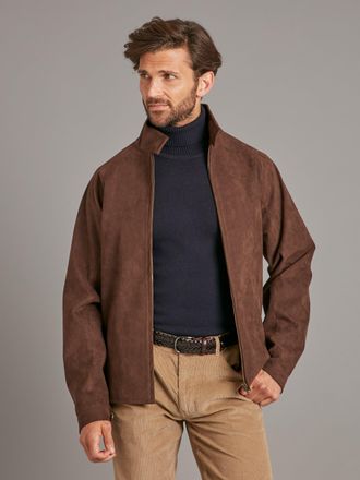 Oliver Brown Alcantara Bomber Jacket - Dark Brown