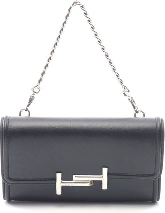 Tod's Tods Double T Leather Handbag Black