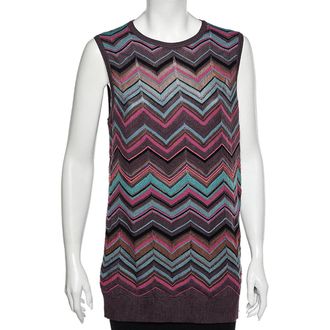 M Missoni Multicolored Perforated Knit Sleeveless Top