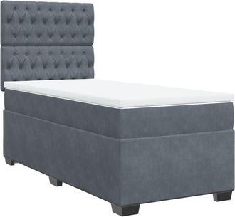 vidaXL Vidaxl - Cama Box Spring Con Colch&oacute;n Terciopelo Gris Oscuro 90x190 Cm