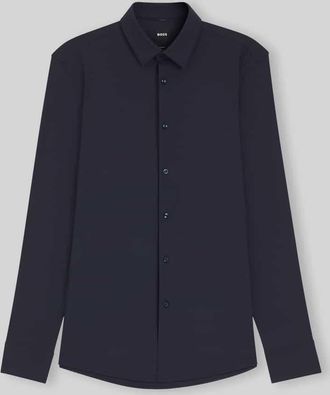 HUGO BOSS Slim Fit Businesshemd mit Kentkragen Modell P-HANK-S in Marine, Gr&ouml;&szlig;e 45