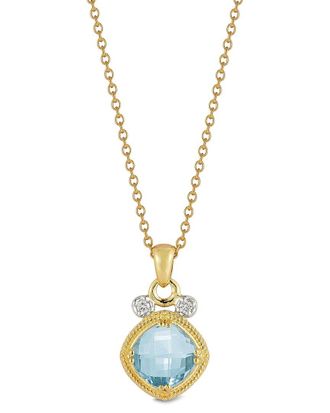 I.Reiss Company 14K 2.57 Ct. Tw. Diamond & Blue Topaz Necklace