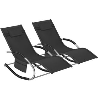 TecTake Sun Lounger Taya in Black | Size: 2 Seater