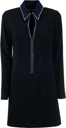 Victoria Beckham Zwarte Open Front Shift Jurk - Dames - Korte kleedjes - Zwart - 2XS - Kleedjes
