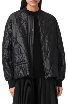 AllSaints Alii Quilted Bomber Jacket in Black at Nordstrom Rack, Size 6 Us / 10 Uk
