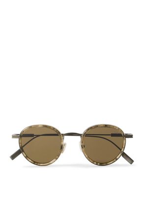 Ermenegildo Zegna Round-Frame Titanium and Acetate Sunglasses