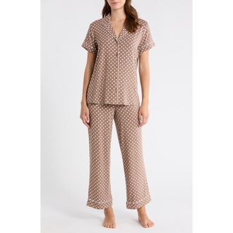 Nordstrom Moonlight Eco Crop Pajamas in Brown- Ivory Even Dense Dot at Nordstrom, Size Medium