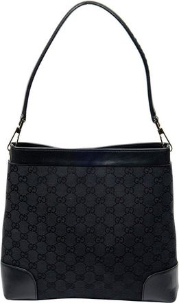 Gucci Black Monogrammed Canvas Shoulder Hobo (Authentic Pre-Loved)