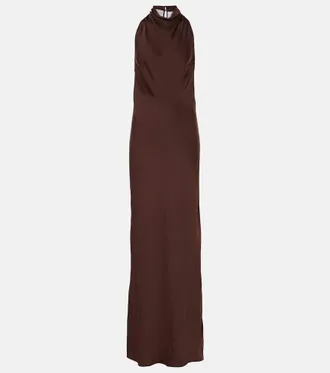 Rotate Abito lungo in raso con pizzo