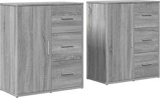 vidaXL Sideboards 2 pcs Grey Sonoma 60x31x70 cm Engineered Wood Vidaxl