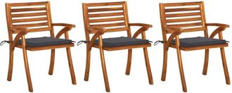 vidaXL Sillas De Comedor Jard&iacute;n Con Cojines 3 Uds Madera Maciza Acacia Vidaxl