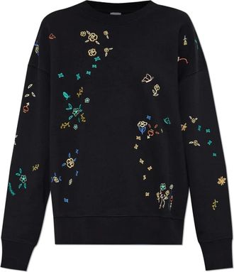 Paul Smith Hoodies & sweatvesten, Dames, Zwart, M, Katoen, Sweatshirt met een kleurrijk geborduurd patroon