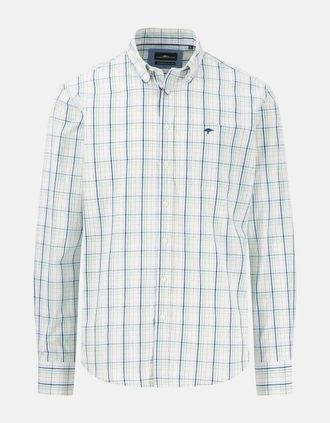 Fynch-Hatton Mens Combi Check Shirt Turf Green - Size: 38/Regular