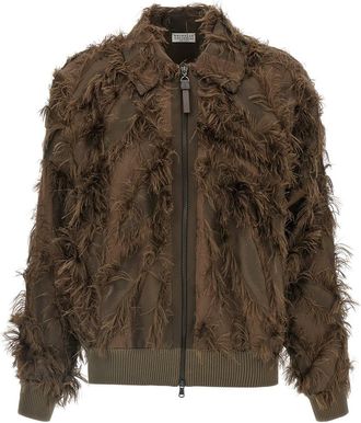 Brunello Cucinelli Dracaena Fil Coupé Bomber Jacket