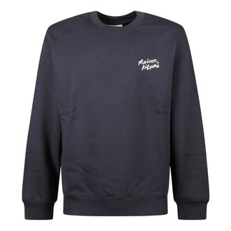 Maison Kitsun&eacute; Crewneck Sweatshirt - male - Maison Kitsun&eacute; - Sweatshirts - Blue - XL - Sweatshirts & Hoodies