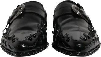 Dolce & Gabbana Black Embellished Derby Monk Strap Mens Shoes (Pre-Owned)
