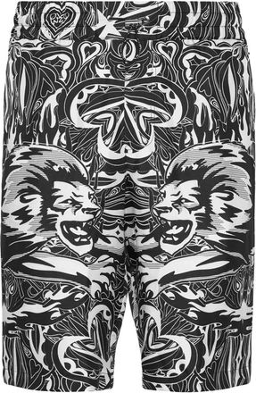 Philipp Plein Silk Cool Kid Shorts Tribal Circus - Heren - Korte Broeken - Zwart - 2XL - Korte Broeken