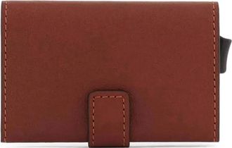 Piquadro leather tab cardholder - unisex - Polyester/Calf Leather/Metal - One Size - Brown
