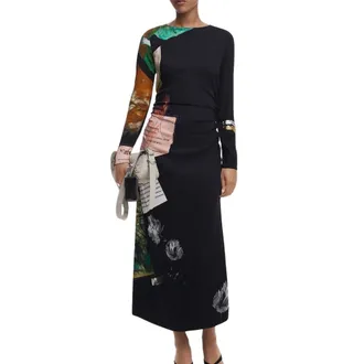 Desigual Midi Dresses, female, Black, Size: XS Viscose Midi Dress