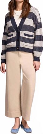 Tribal Buttoned Front Sweater Cardigan In Sapphire