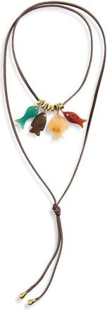 &Eacute;liou Fish Charm Wrap Lariat Necklace in Gold Multi at Nordstrom