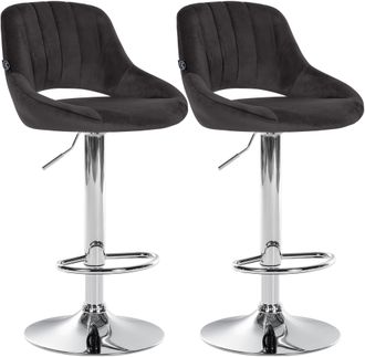 Clp Juego De 2 Taburetes De Bar Milet De Terciopelo Negro Metal Cromado