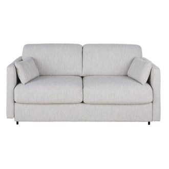 Maisons du monde Sof&aacute; cama de 2/3 plazas de tela reciclada gris claro, colch&oacute;n de 18 cm