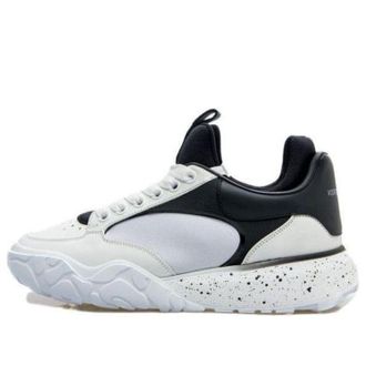 Alexander McQueen Court Tech Leather Sneakers White Black 727366WIAAV9061
