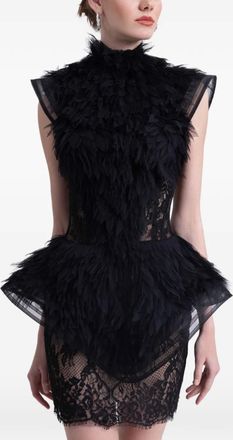 Gemy Maalouf ruffled tulle short dress - Black