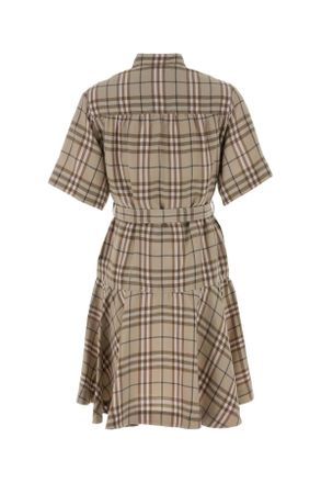 Burberry Viscose Blend Check Dress - Beige